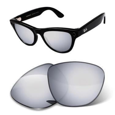 Imagem de Lentes de substituição de 1,6 mm compatíveis com óculos inteligentes RayBan Meta Skyler (Gen 2) RW4014 de 52 mm, antiarranhões e ajuste fácil, Prata escura espelhada, One Size