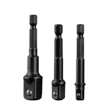 Imagem de 3 peças Adaptador de Chave Soco Aço Vanádio-Cromo Punho Hexagonal Bits Broca Extensão Conjunto Hexagonais Ferramentas Elétricas Converter em Parafusadeira Segura Fixação Rolamento CR-V Especificações