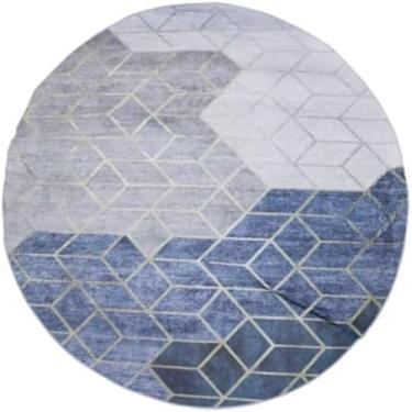 Imagem de Tapete Redondo Premium Veludo Cristal, 160cm Diâmetro, Base Antiderrapante, Estampa Sortida