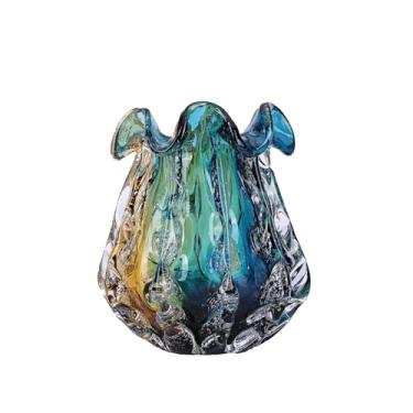 Imagem de Vaso de vidro soprado à mão - Vaso de flores gradiente colorido de vários tamanhos para centros de mesa, decoração de casa e mesa de sala de estar, arranjos florais de centro de mesa de casamento e