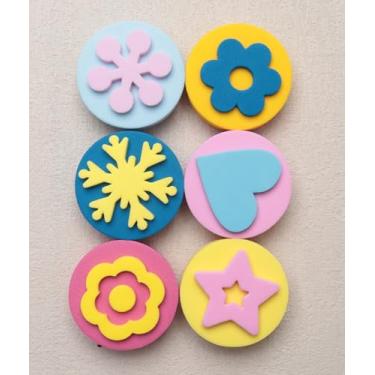 Imagem de 6 peças de esponja de pintura EVA carimbo de tinta estrela coração flor forma floco de neve para ferramentas de desenho de arte DIY projeto de artesanato