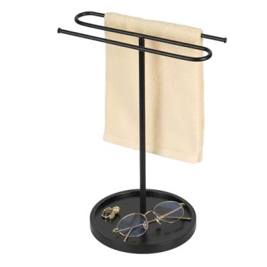 Imagem de Asixxsix Suporte de Toalha Em Forma de S, Suporte de Toalha de Bancada de Aço Inoxidável para Banheiro Com Base de 7 Polegadas de Largura, Toalheiro Comporta 2 Toalhas (BLACK)