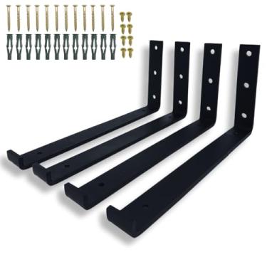 Imagem de Quatro L 25cm Suporte De Parede Mão Francesa Aço Alta Resistência Para Prateleira (Preto)