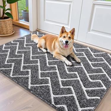 Imagem de OLANLY Tapete de porta frontal, suporte de borracha antiderrapante, resistente à sujeira e absorvente, lavável, capacho interno de baixo perfil fácil de limpar para porta traseira, entrada, entrada