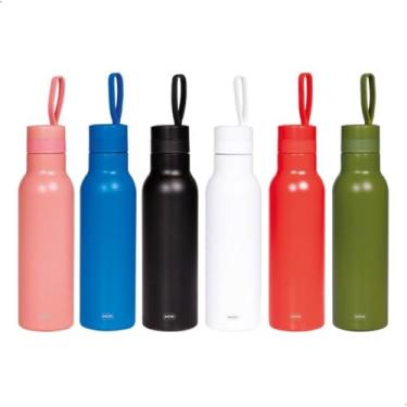 Imagem de Garrafa Térmica em Aço Inox 500ml com Alça de Silicone,Mantém Bebidas Quentes ou Geladas por Mais Tempo