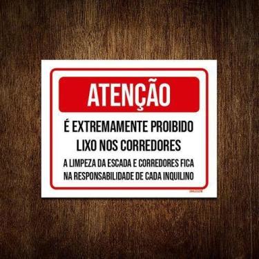 Imagem de Placa Atenção Extremamente Proibido Lixo Corredores 18X23 - Sinalizo.C