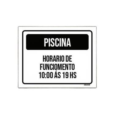 Imagem de Kit 10 Placa Preta Piscina Horario Funcionamento 10 Às 19 - Sinalizo.C