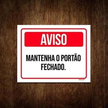 Imagem de Placa De Sinalização - Aviso Mantenha Portão Fechado (36X46) - Sinaliz
