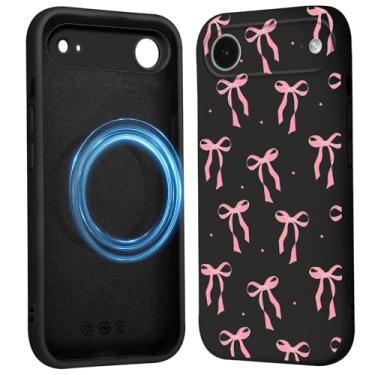 Imagem de Vulfwela Linda capa de telefone com laço de coquete para iPhone Air capa magnética de 6,5 polegadas, compatível com Magsafe, fita estética com padrão de laço capa de proteção de silicone líquido macio