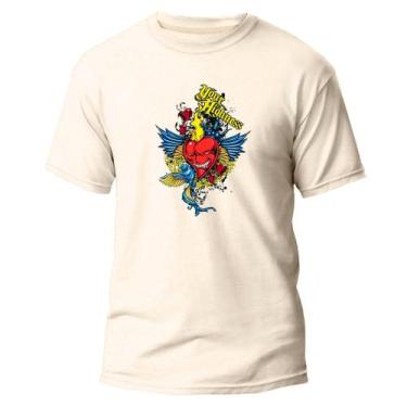 Imagem de Camiseta Basica Algodão Estampa Digital Coração Flamejante - Pavesi, O