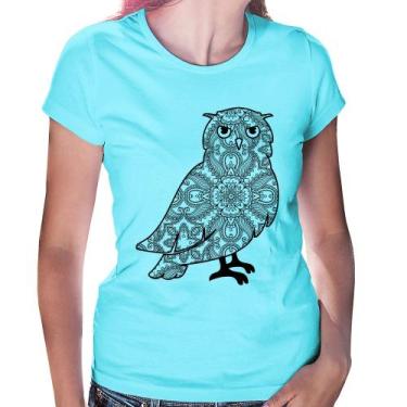 Imagem de Baby Look Coruja Mandala - Foca na Moda, Azul claro, G