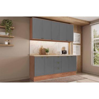 Imagem de Kit de Cozinha Completa 4 Peças Bella (2Aéreos+2Balcões) C4P170 Nogal/Cinza - Carraro
