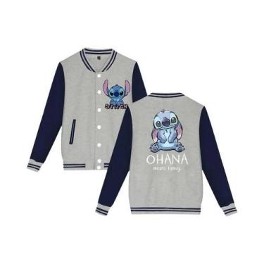 Imagem de Jaqueta De Moletom Unissex Infantil Y2K Disney Stitch Estilo Baseball 