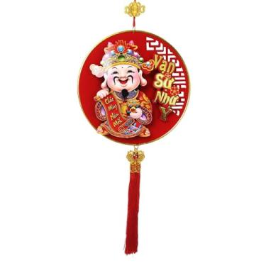 Imagem de UGPLM Pingente clássico de Ano Chinês com elementos decorativos, Ano do Cavalo, com borlas, da Riqueza, para escritório, sala de estar e casa, Acenando com a Cabeça