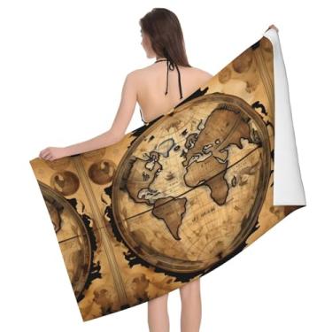 Imagem de XLLingL Toalhas de banheiro absorventes leves e absorventes com mapa do mundo antigo, toalhas esportivas, toalhas de ioga, toalhas de spa