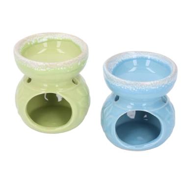Imagem de HURRISE Queimador de óleo Essencial Cerâmico, Difusor de Aromaterapia Artesanal Com Grande Capacidade, para Decoração de Spa de Escritório Em Casa, Verde Azul