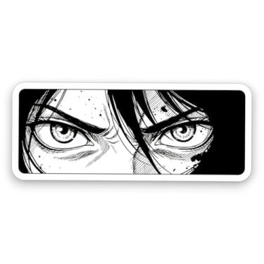 Imagem de Adesivo de olhos de anime estético, 12 cm, decalques de capa de computador, adesivos de anime preto e branco, decalques de vinil à prova d'água para carro, laptop, parede, janela, para-choque