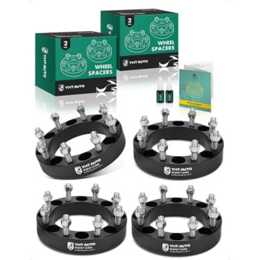Imagem de YHTAUTO Espaçadores de roda de 8 x 180 mm de 1,5" para Chevy e GMC Silverado Sierra 2500 HD 2011-2018, 3500 HD 2011-2015, espaçadores de pneu com pinos de grau M14x1,5 e 12,9, furo do cubo de 146 mm, 8 terminais, adaptador de roda preto 4 peças ters