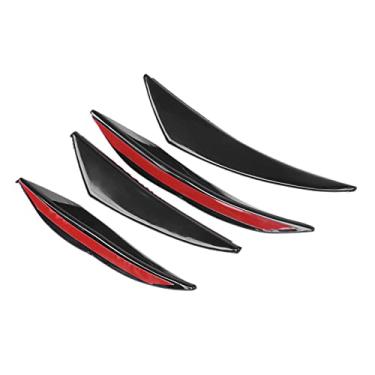 Imagem de aqxreight 4 PCS Universal Carro Pára-choque Dianteiro Spoiler Borracha Preta Brilhante para Aerodinâmica Aprimorada e Proteção Elegante, Pára-choque Dianteiro Difusor Divisor Canard Fin para Veículo