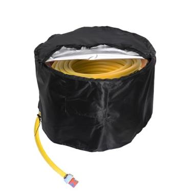 Imagem de Capa de caixa de armazenamento de mangueira de jardim, grande capa de vaso de armazenamento de mangueira redonda à prova d'água para mangueira interna externa (preto)
