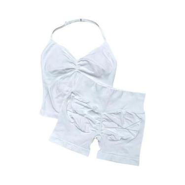Imagem de Conjunto De Yoga Sem Costura De 2 Peças Para Mulheres: Top Halter Acol