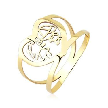Imagem de Anel FILHOS MENINO MENINA CORAÇÃO VAZADO ouro 18k ANL8 - MAEHLER, 12, 