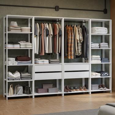 Imagem de Guarda-Roupa Closet Modulado Valencia 4 Gavetas 258cm Madesa 01