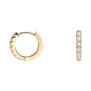 Imagem de Brincos Pequenos De Argola Banhados a Ouro 14K Com Zircônia, Piercing 