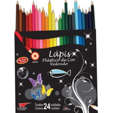 Imagem de Kit Caixa Lápis de Cor Plástico 24 Unid VMP