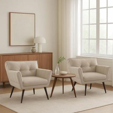 Imagem de Kit 02 Poltronas Anitta material sintético Pés Palito de Ferro D03 - D