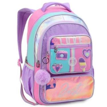 Imagem de Mochila Juvenil Feminina Holográfica Detalhe Tela-Feminino