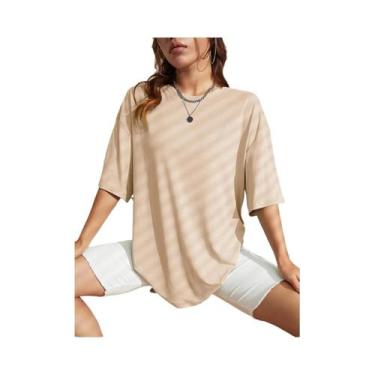 Imagem de Camiseta De Fitness Feminina De Algodão De Manga Curta Em Cor Sólida, 