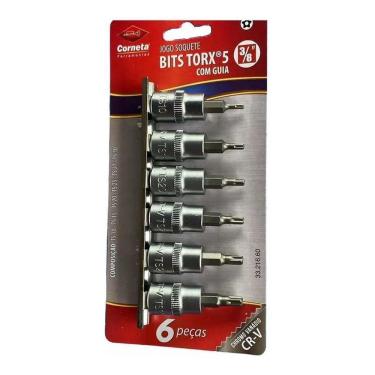 Imagem de Chave Torx De 5 Pontas Jg Com 6 Peças Corneta  Prate