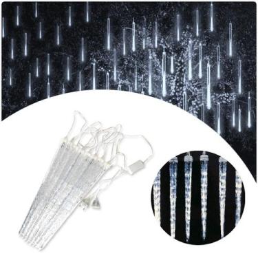 Imagem de Meteoro Cascata Gelo C/8 Tubo Led Pisca Chuva Luz Natal 3m - TOP NATAL
