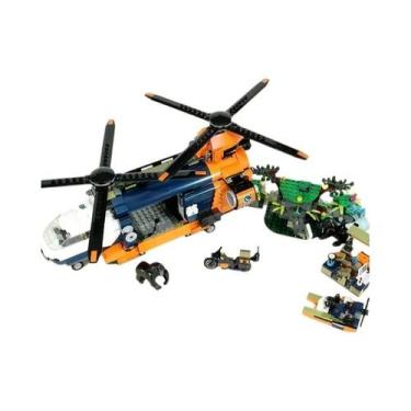 Imagem de Blocos De Montar Para Crianças: Base De Helicóptero Na Selva, Avião Ex