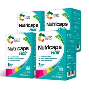 Imagem de Kit 04 Nutricaps Hair Polivitaminico 60 Capsulas Maxinutri-Unissex