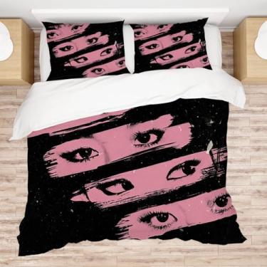 Imagem de Allenjoy Conjunto de edredom rosa de música coreana com 1 fronha para meninas, adolescentes, mulheres, fãs, filhas, berçário, decoração de quarto, lavável na máquina, tamanho solteiro