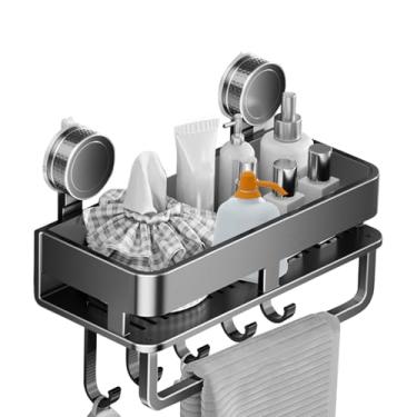 Imagem de Prateleira com , suporte de tempero montado na parede, rack de armazenamento com com 5 ganchos, utensílio de cozinha para azulejo, vidro, metal, mármore, despensa, casa, sala de estar