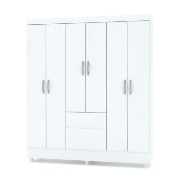 Imagem de Guarda Roupa Solteiro 6 Portas 153 Cm Rio Plus Branco/camarim - Pallazio