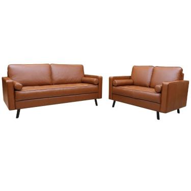 Imagem de Conjunto Sofá De Couro 2 E 3lgrs Vancouver M06 Conhaque 457