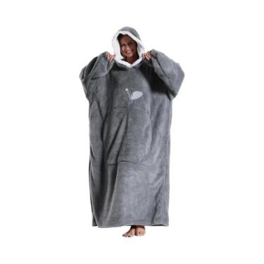 Imagem de Moletom Vintage Oversized Longo Com Capuz E Bolsos Para Mulheres plus 