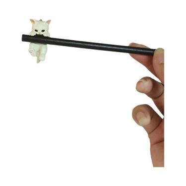 Imagem de Grampo De Cabelo De Madeira Com Borla De Flor E Gato Fofo Estilo Chinê