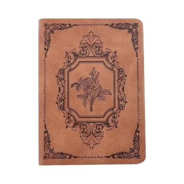 Imagem de Caderno Vintage De Couro PU A6 Com 144 Folhas De Papel Grosso Pautado,