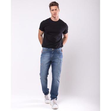 Imagem de CALÇA JEANS SLIM FIT MASCULINA RASGADA BÁSICA COM ELASTANO 23828-Masculino