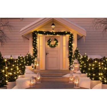 Imagem de Painel de Lona Natal Casa Branca Decorada - Fabrika de Festa, 100x060c