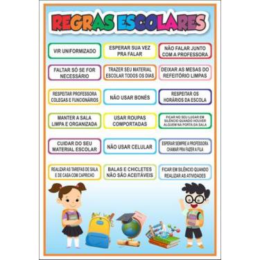 Imagem de Banner Escolar Regras Escolares  - 85x60cm - Fabrika de Festa