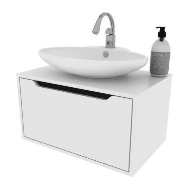 Imagem de Gabinete Banheiro Suspenso 60cm Com 1 Porta Multimóveis Cr10123 Branco Branco