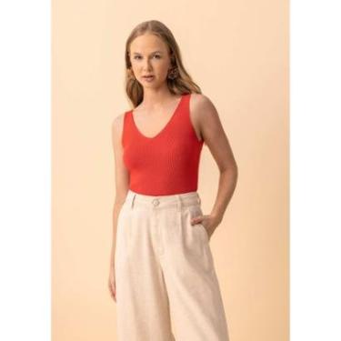 Imagem de Blusa Regata Básica Com Decote Em V Em Malha Tricô-Feminino