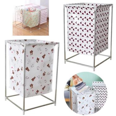 Imagem de Cesto Roupa Suja Lavanderia Inox Desmontavel Portatil Quarto Organizador Brinquedos