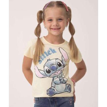 Imagem de Camiseta Infantil Estampa Stitch Glitter Tam 4 a 10 Am-97157 - Disney,
